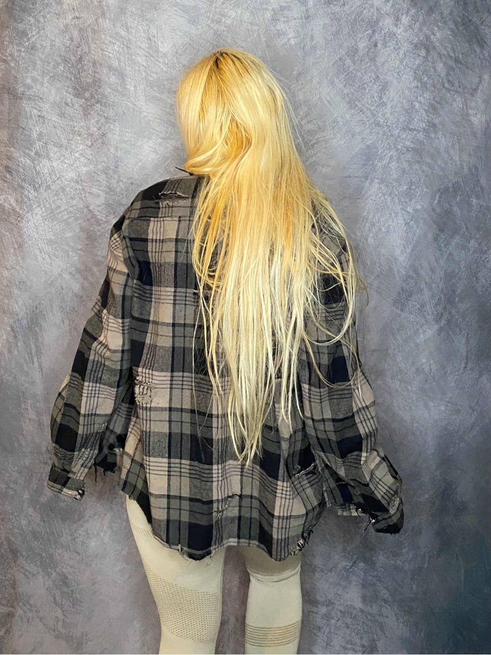 Custom Destroyed Goth Grunge Flannel - Picture 3 of 6